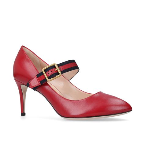 gucci red strappy pumps|Gucci kitten heel pumps.